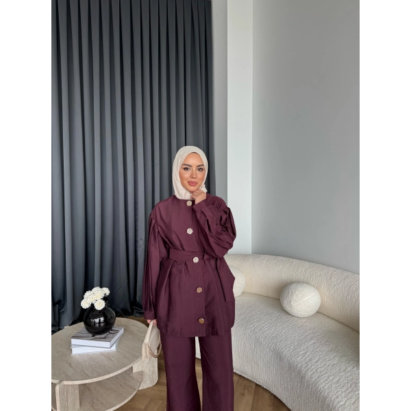 Tb - Eşla Gold Düğmeli Takım - Bordo ÖN SİPARİŞ
