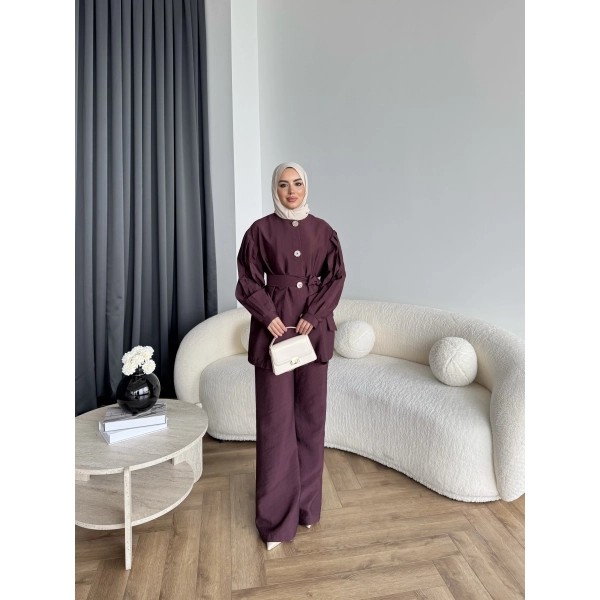 Tb - Eşla Gold Düğmeli Takım - Bordo ÖN SİPARİŞ