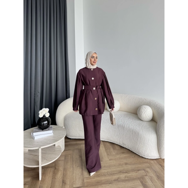 Tb - Eşla Gold Düğmeli Takım - Bordo ÖN SİPARİŞ