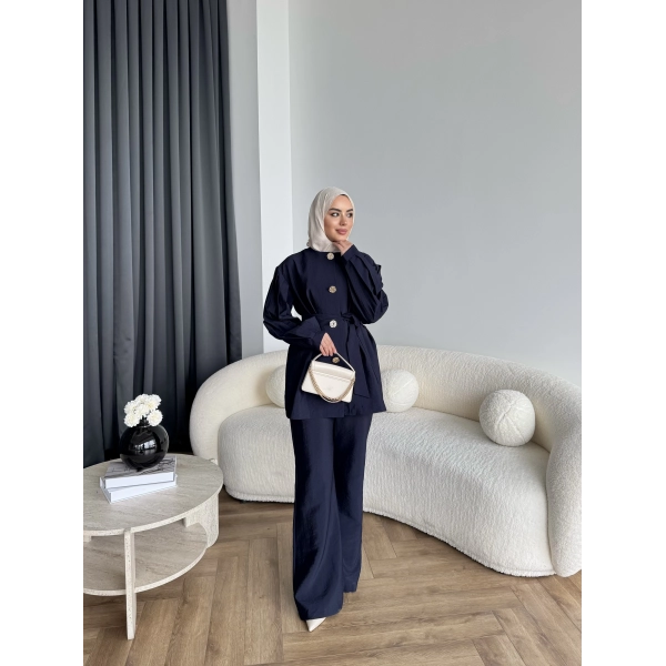 Tb - Eşla Gold Düğmeli Takım - Lacivert