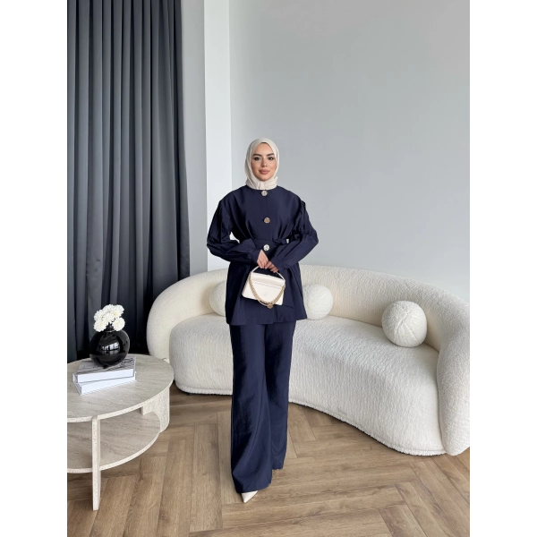 Tb - Eşla Gold Düğmeli Takım - Lacivert