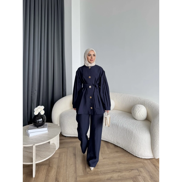 Tb - Eşla Gold Düğmeli Takım - Lacivert