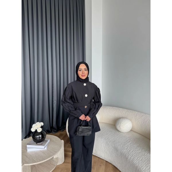 Tb - Eşla Gold Düğmeli Takım - Siyah