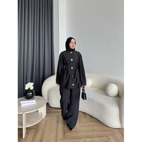 Tb - Eşla Gold Düğmeli Takım - Siyah