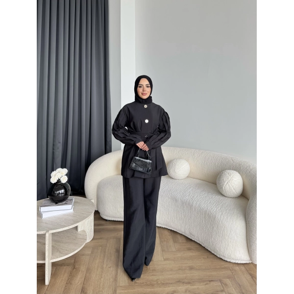 Tb - Eşla Gold Düğmeli Takım - Siyah