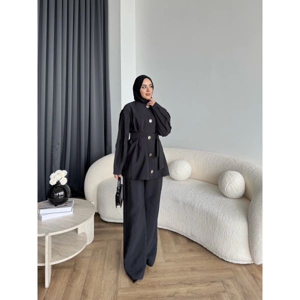 Tb - Eşla Gold Düğmeli Takım - Siyah