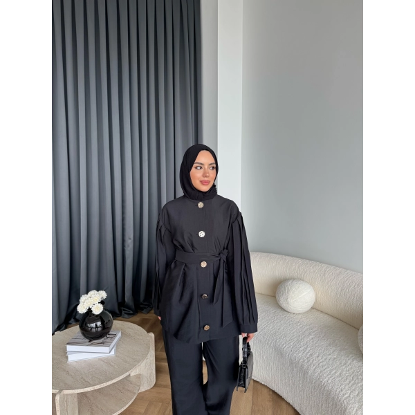 Tb - Eşla Gold Düğmeli Takım - Siyah