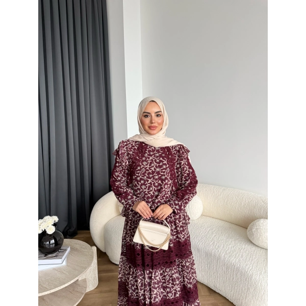 Ng - Livan Dantel Takım - Bordo