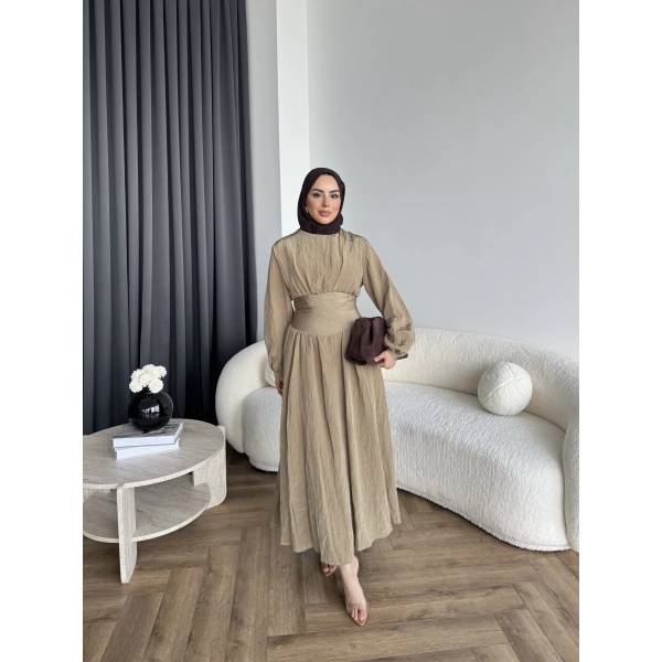 Moi - Özden Bel Detay Elbise - Yeşil - ÖN SİPARİŞTİR