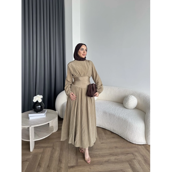 Moi - Özden Bel Detay Elbise - Yeşil - ÖN SİPARİŞTİR