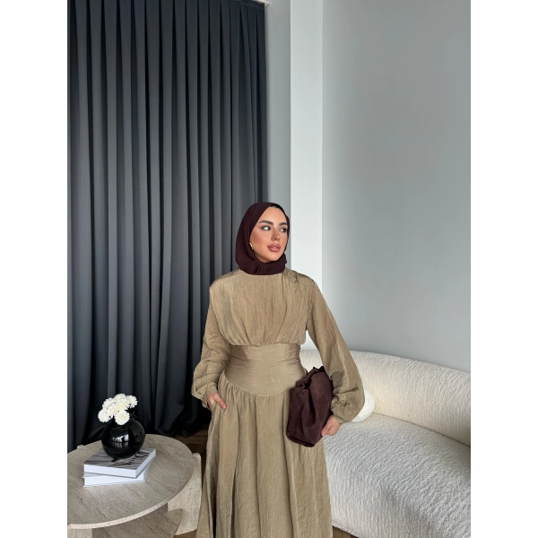 Moi - Özden Bel Detay Elbise - Yeşil - ÖN SİPARİŞTİR