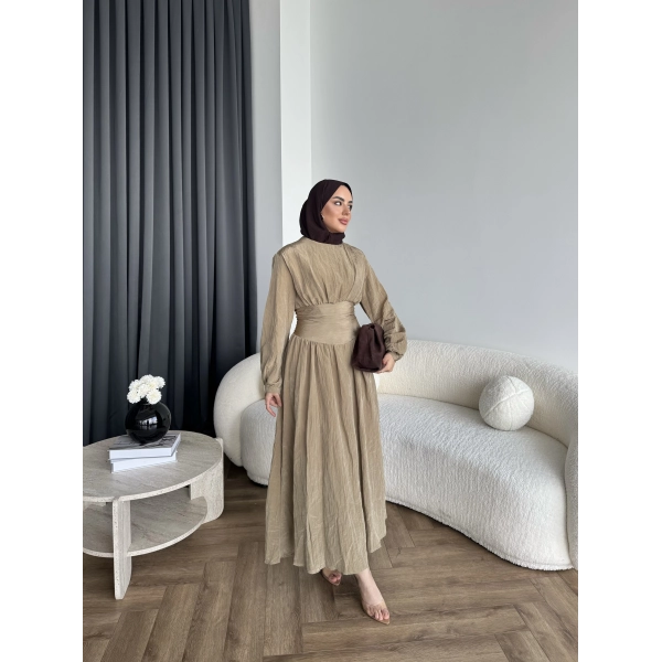 Moi - Özden Bel Detay Elbise - Yeşil - ÖN SİPARİŞTİR