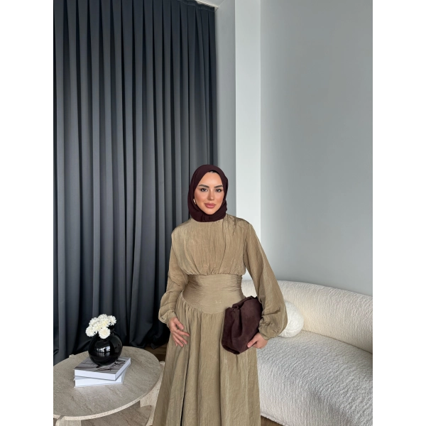 Moi - Özden Bel Detay Elbise - Yeşil - ÖN SİPARİŞTİR