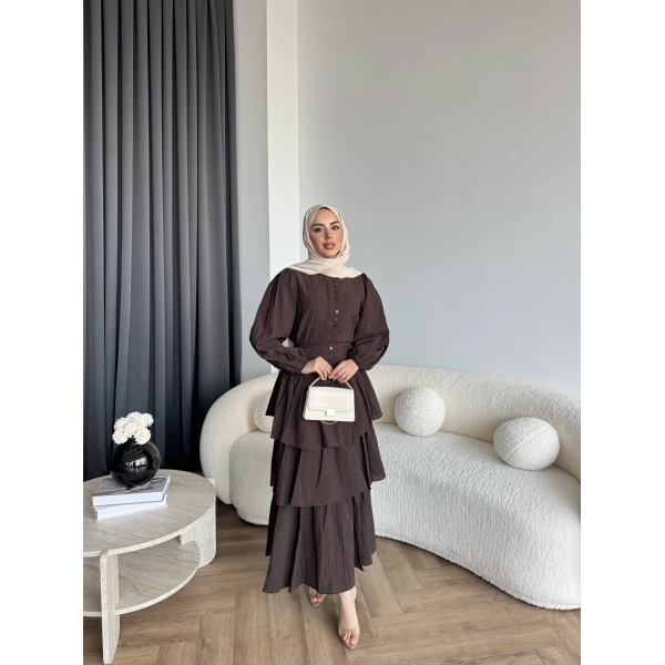 Moi - Selin Kat Kat Elbise - Acı Kahve