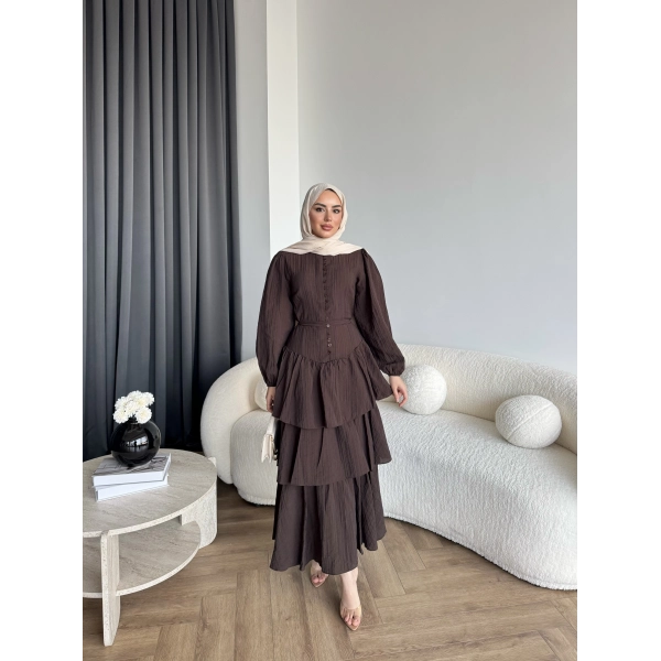 Moi - Selin Kat Kat Elbise - Acı Kahve