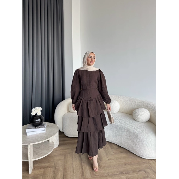 Moi - Selin Kat Kat Elbise - Acı Kahve