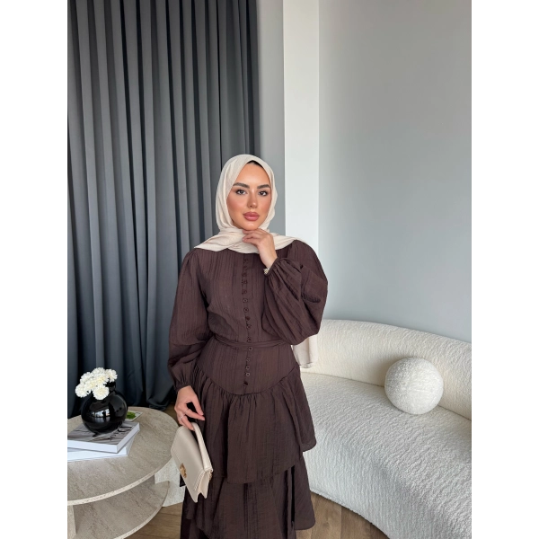 Moi - Selin Kat Kat Elbise - Acı Kahve