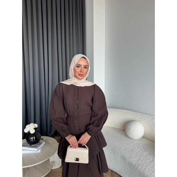 Moi - Selin Kat Kat Elbise - Acı Kahve