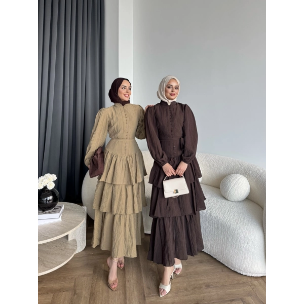 Moi - Selin Kat Kat Elbise - Yeşil