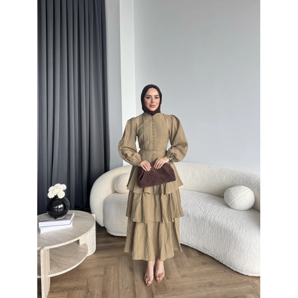 Moi - Selin Kat Kat Elbise - Yeşil