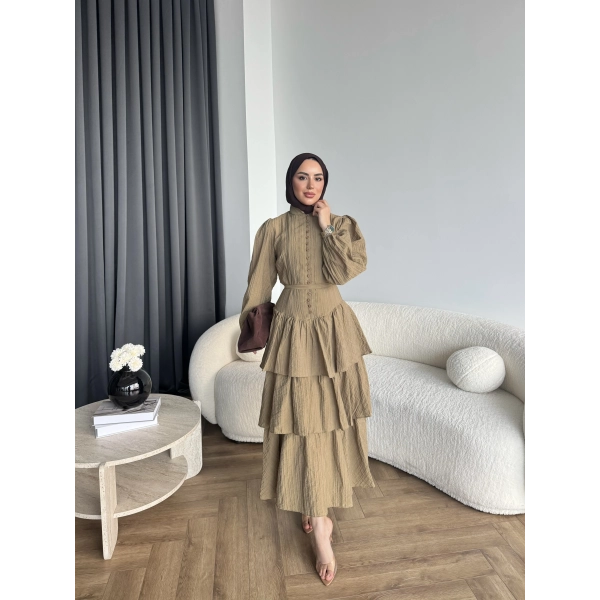 Moi - Selin Kat Kat Elbise - Yeşil