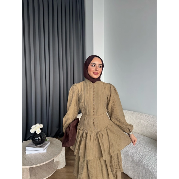 Moi - Selin Kat Kat Elbise - Yeşil