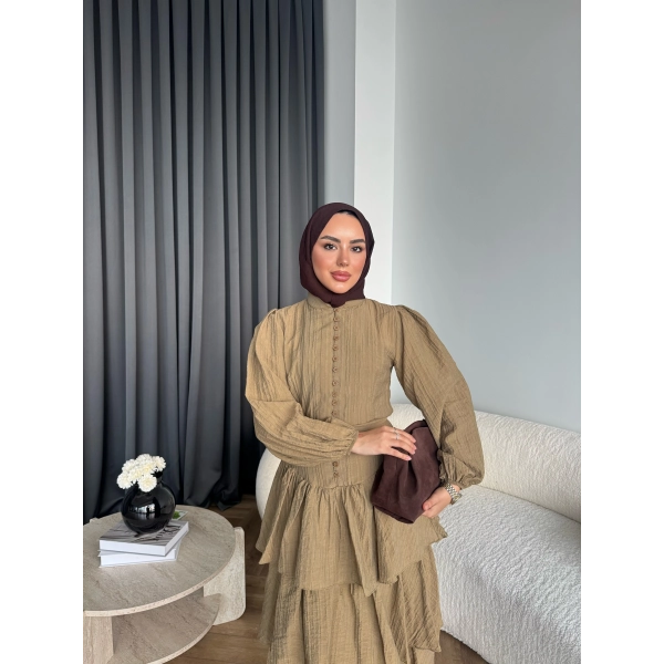 Moi - Selin Kat Kat Elbise - Yeşil