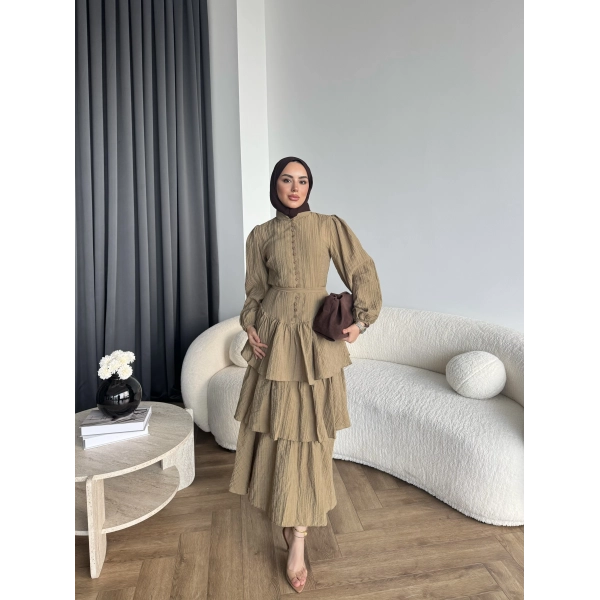 Moi - Selin Kat Kat Elbise - Yeşil