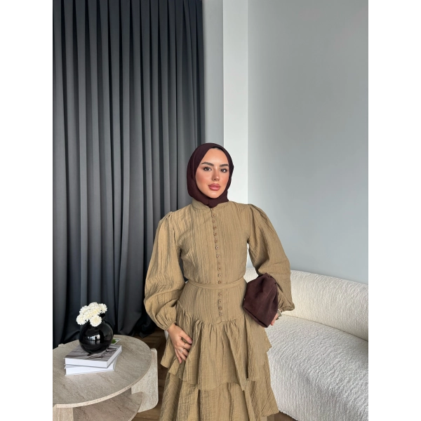 Moi - Selin Kat Kat Elbise - Yeşil