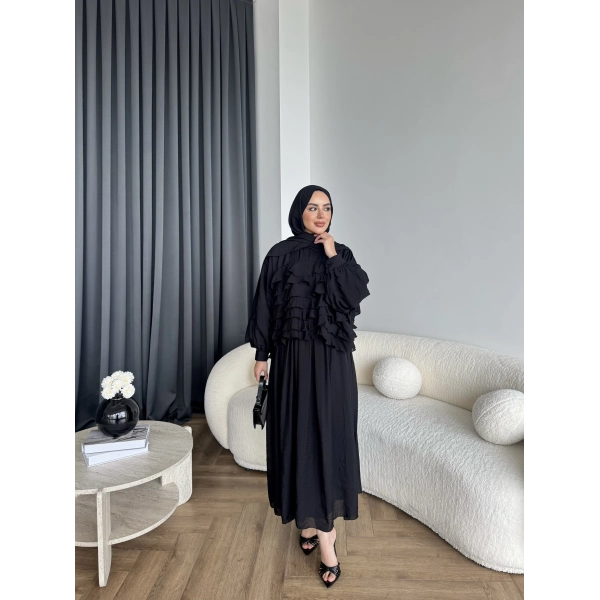 Ng - Kave Fırfırlı Etekli Takım - Siyah