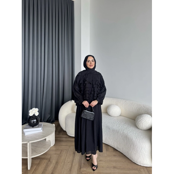 Ng - Kave Fırfırlı Etekli Takım - Siyah