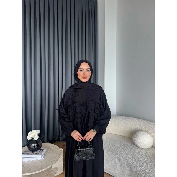 Ng - Kave Fırfırlı Etekli Takım - Siyah