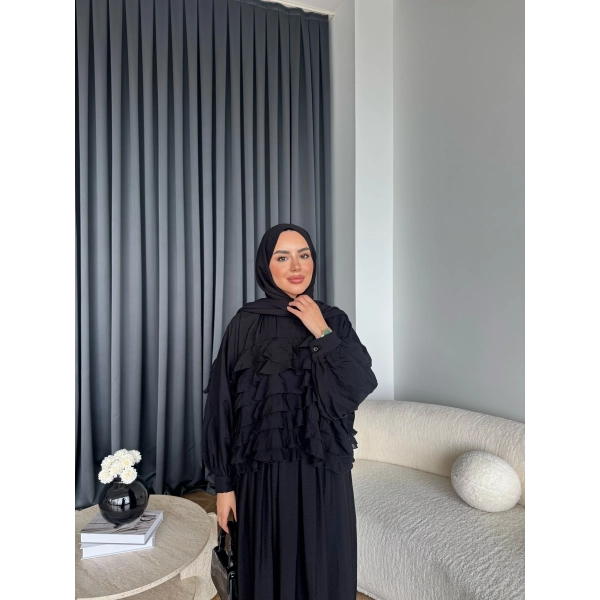 Ng - Kave Fırfırlı Etekli Takım - Siyah