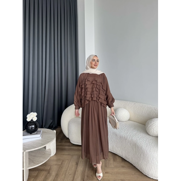 Ng - Kave Fırfırlı Etekli Takım - Kahve