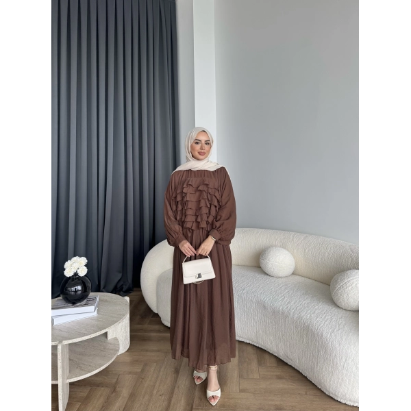 Ng - Kave Fırfırlı Etekli Takım - Kahve