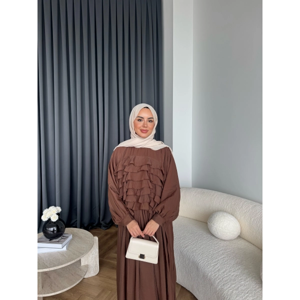 Ng - Kave Fırfırlı Etekli Takım - Kahve