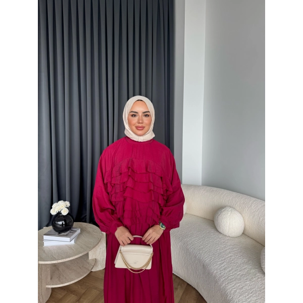 Ng - Kave Fırfırlı Etekli Takım - Bordo