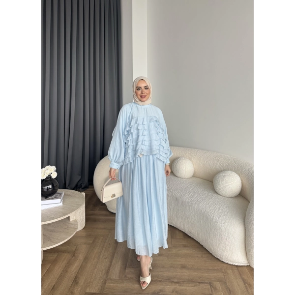 Ng - Kave Fırfırlı Etekli Takım - Mavi