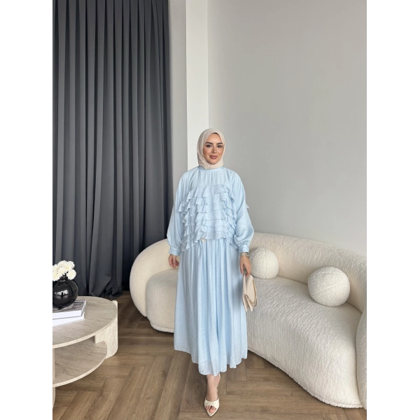 Ng - Kave Fırfırlı Etekli Takım - Mavi