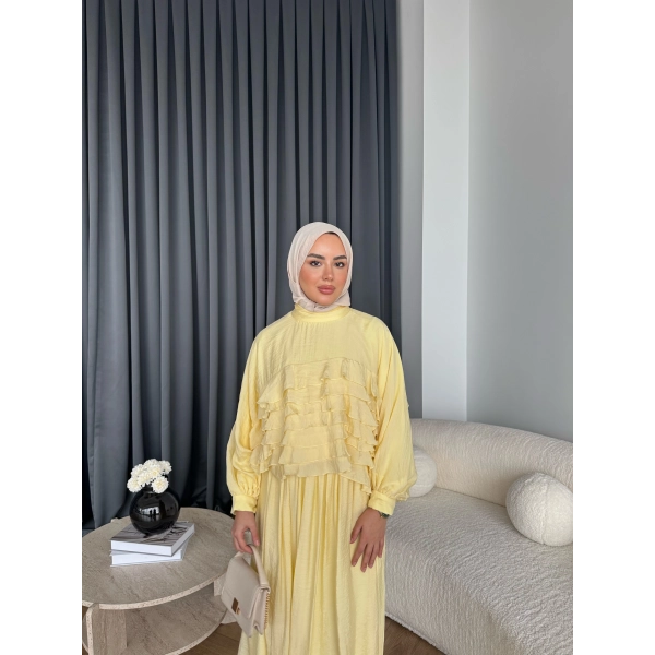 Ng - Kave Fırfırlı Etekli Takım - Sarı