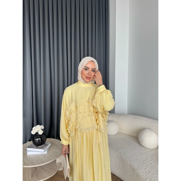 Ng - Kave Fırfırlı Etekli Takım - Sarı