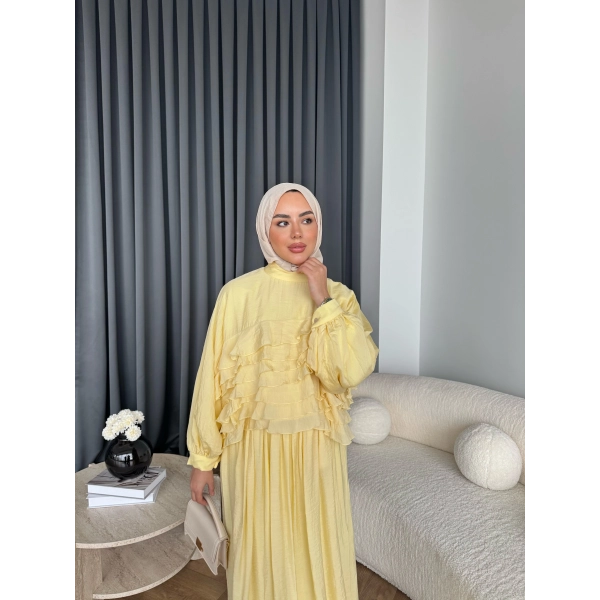 Ng - Kave Fırfırlı Etekli Takım - Sarı