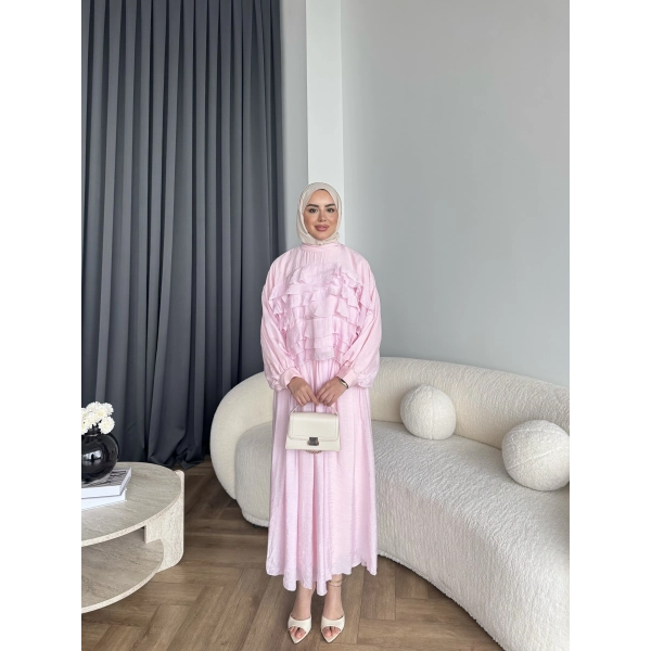 Ng - Kave Fırfırlı Etekli Takım - Pembe