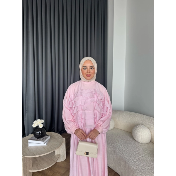 Ng - Kave Fırfırlı Etekli Takım - Pembe