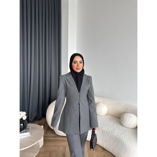 Fuş - Arna Düğme Detay Takım - Gri