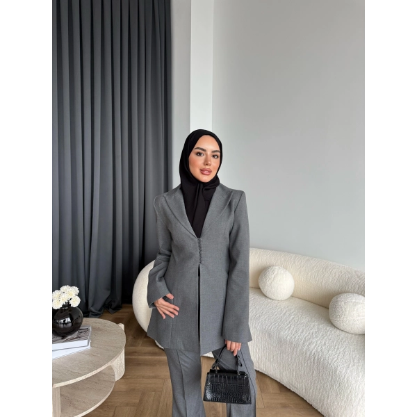 Fuş - Arna Düğme Detay Takım - Gri