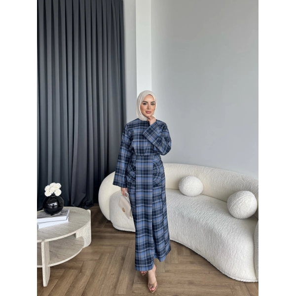 Qu - Carmen Kareli Etekli Takım - Lacivert