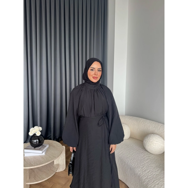 Qu - Balon Kol Etekli Takım - Siyah