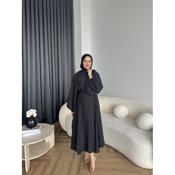 Qu - Balon Kol Etekli Takım - Siyah