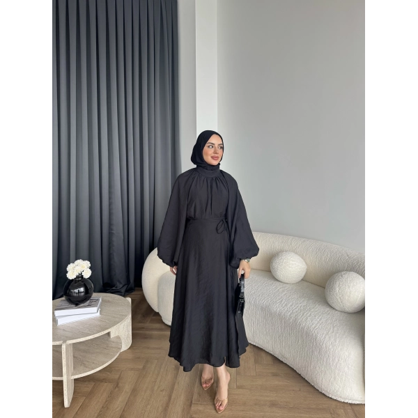 Qu - Balon Kol Etekli Takım - Siyah